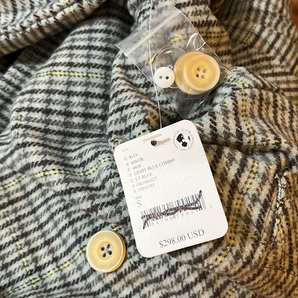 Free People Plaid Wool Trench Coat NWT Small - Picture 3 of 17